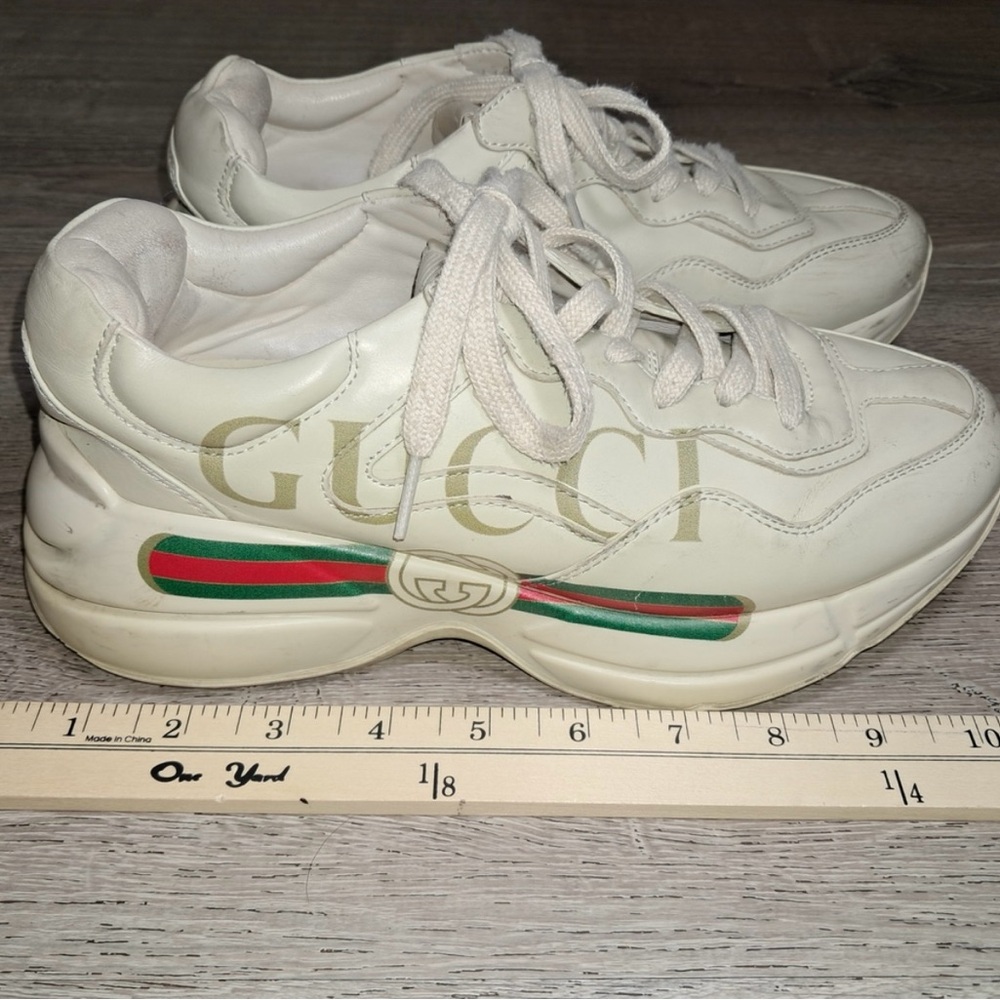 Used Gucci Cream Sneakers Rhython shoes size 8.5 US - Picture 16 of 16